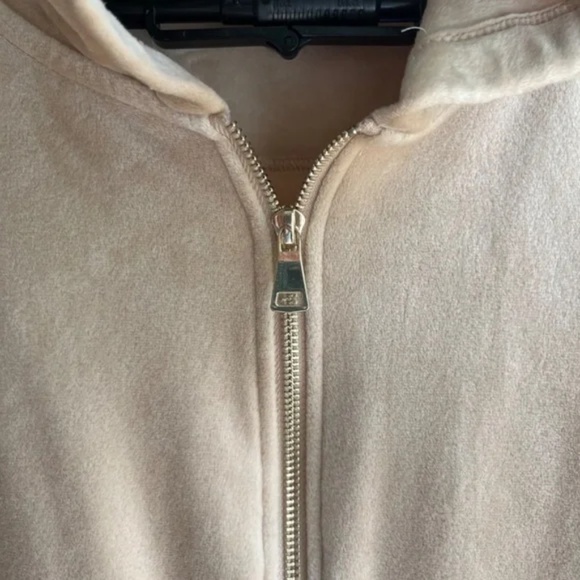 XL Magaschoni Hoodie Velvet Velour Teddy Zip Terry Jacket Taupe Beige Sweater - Picture 4 of 13